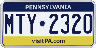 PA license plate MTY2320