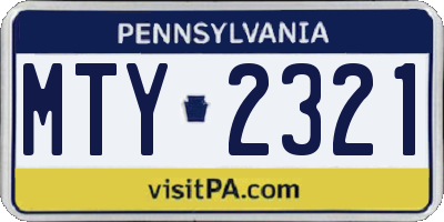 PA license plate MTY2321
