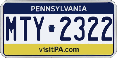 PA license plate MTY2322