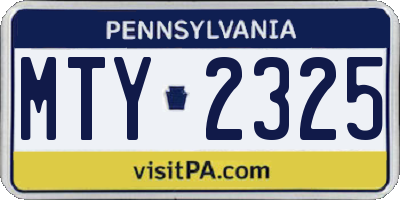 PA license plate MTY2325
