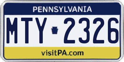 PA license plate MTY2326