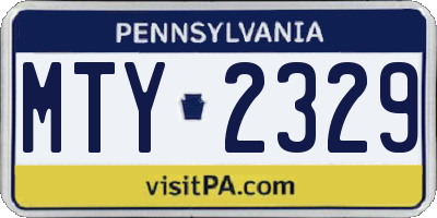 PA license plate MTY2329