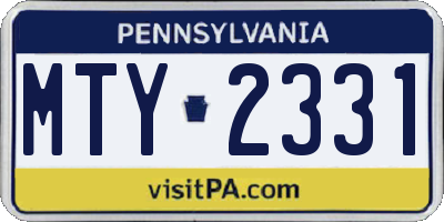 PA license plate MTY2331