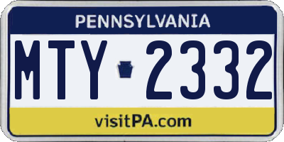 PA license plate MTY2332
