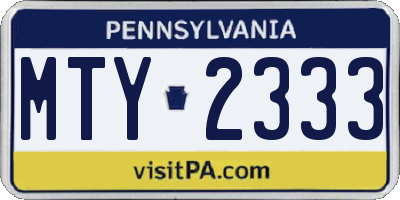PA license plate MTY2333