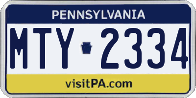 PA license plate MTY2334