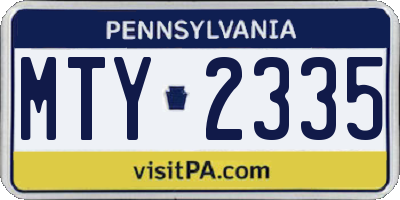 PA license plate MTY2335