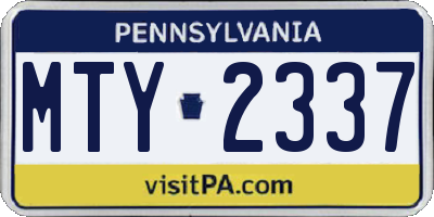PA license plate MTY2337