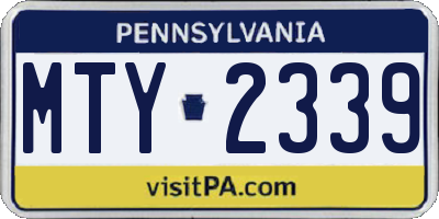 PA license plate MTY2339