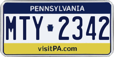 PA license plate MTY2342