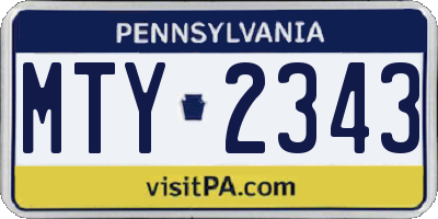 PA license plate MTY2343