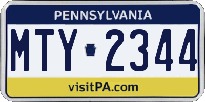 PA license plate MTY2344