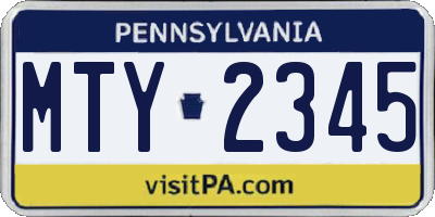 PA license plate MTY2345