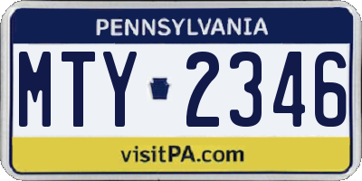 PA license plate MTY2346