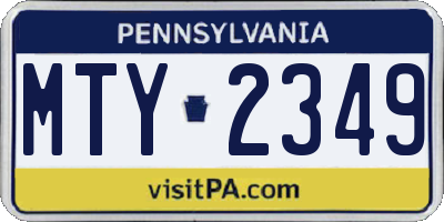 PA license plate MTY2349