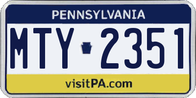 PA license plate MTY2351
