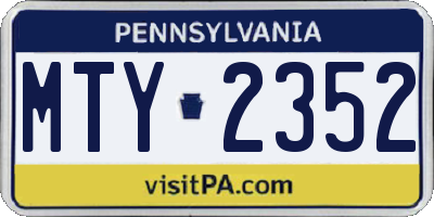 PA license plate MTY2352