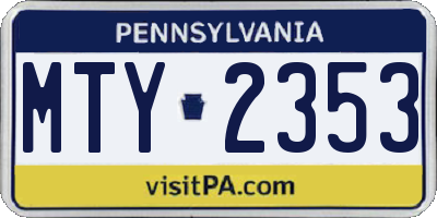 PA license plate MTY2353