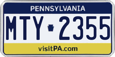 PA license plate MTY2355