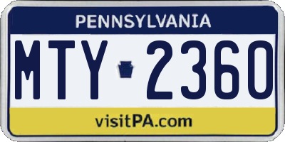 PA license plate MTY2360