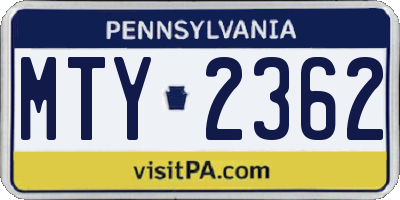 PA license plate MTY2362