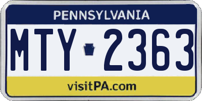 PA license plate MTY2363