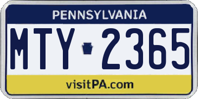 PA license plate MTY2365