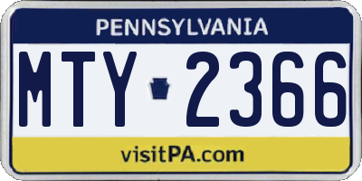 PA license plate MTY2366