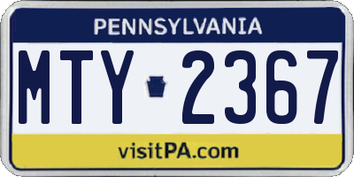 PA license plate MTY2367