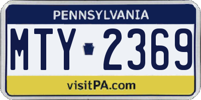 PA license plate MTY2369