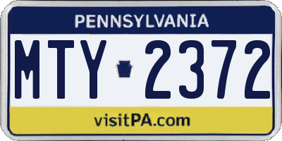 PA license plate MTY2372