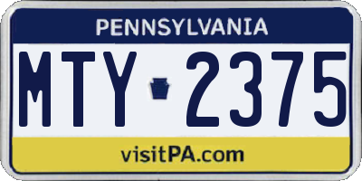 PA license plate MTY2375