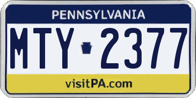 PA license plate MTY2377