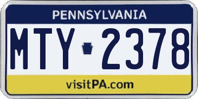PA license plate MTY2378