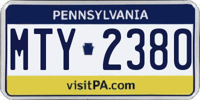 PA license plate MTY2380
