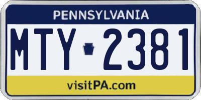 PA license plate MTY2381