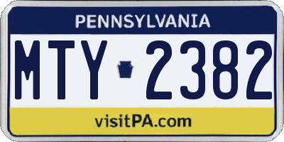 PA license plate MTY2382