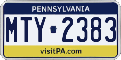 PA license plate MTY2383