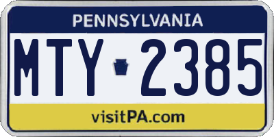 PA license plate MTY2385