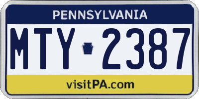 PA license plate MTY2387