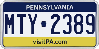 PA license plate MTY2389