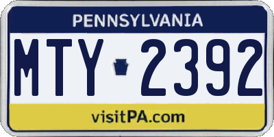 PA license plate MTY2392
