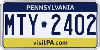 PA license plate MTY2402