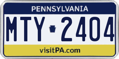 PA license plate MTY2404