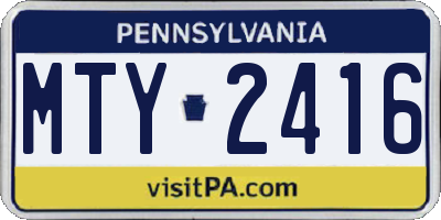 PA license plate MTY2416