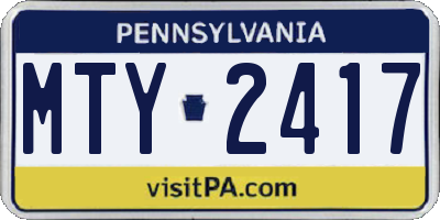 PA license plate MTY2417