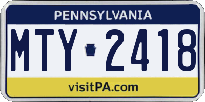 PA license plate MTY2418