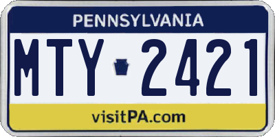PA license plate MTY2421