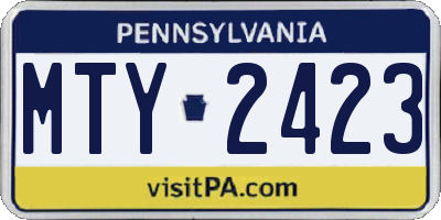 PA license plate MTY2423