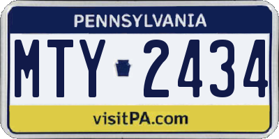 PA license plate MTY2434